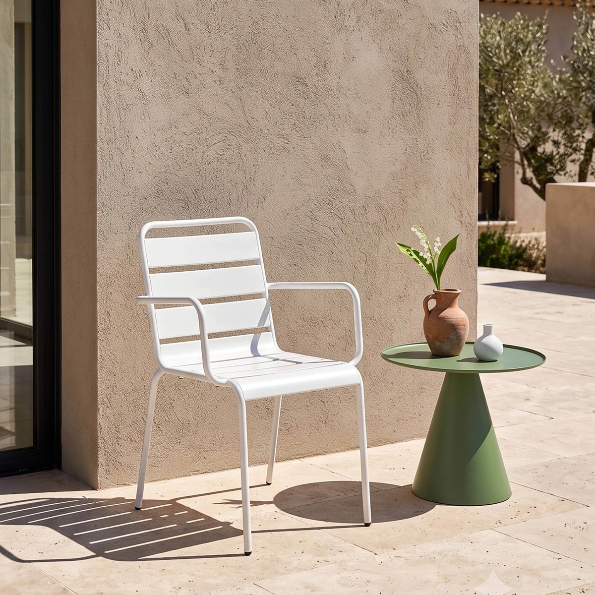 Fauteuil de jardin en acier thermolaqué, PALAVAS blanc, OVIALA