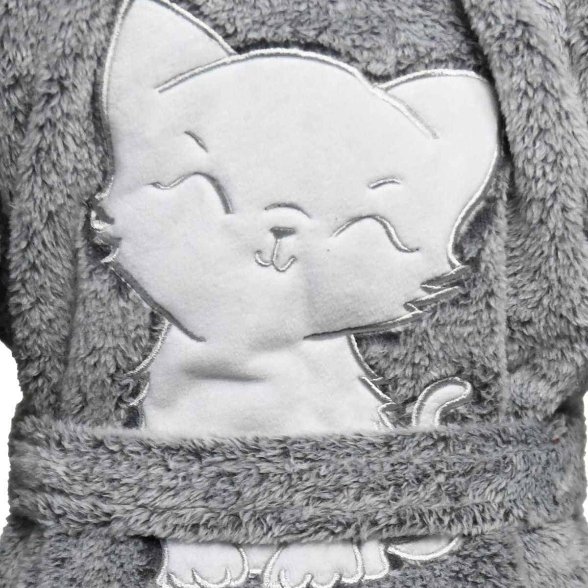 Peignoir polaire enfant doux & chaud MINOU MIAOU anthracite, SENSEI MAISON