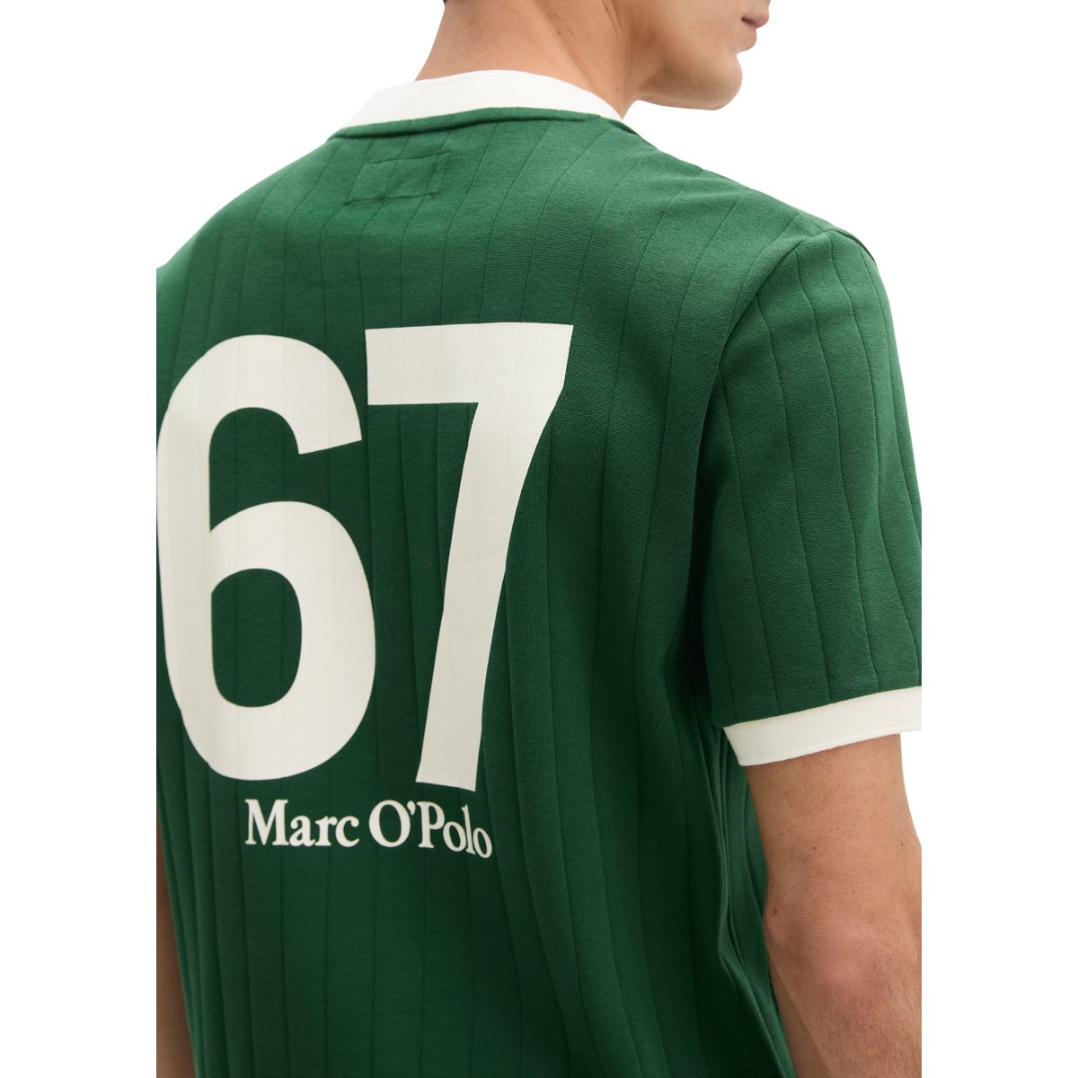 MOP Club '67 Football Tricot Shirt, Rib avec un grand imprimé au dos vert fonce, MARC O'POLO