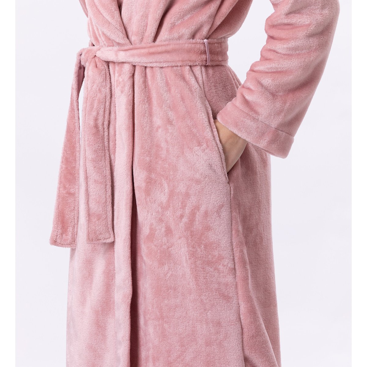 Peignoir en peluche flanelle ESSENTIEL H61B rose, LE CHAT