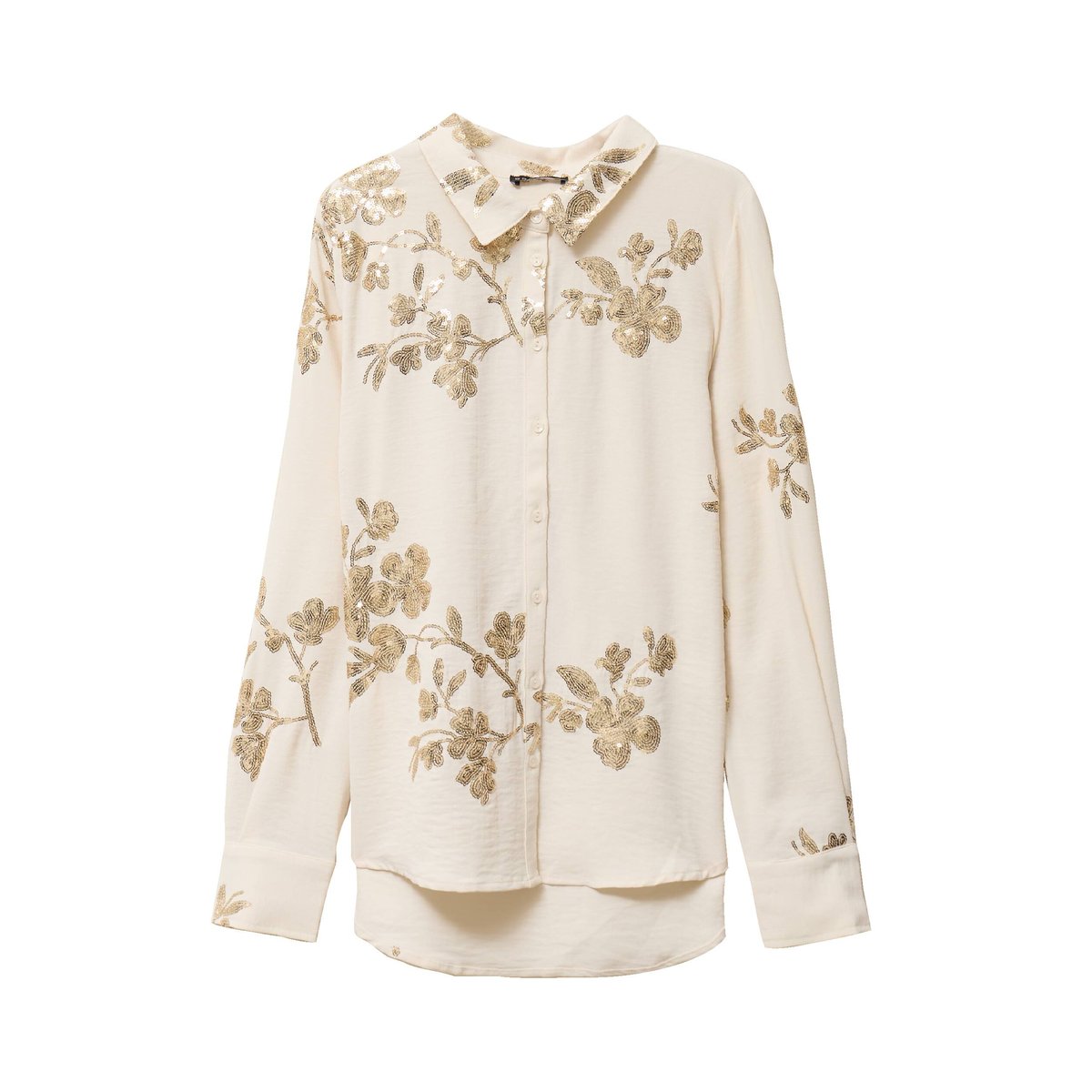 Chemise à sequins manches longues ecru, BREAL