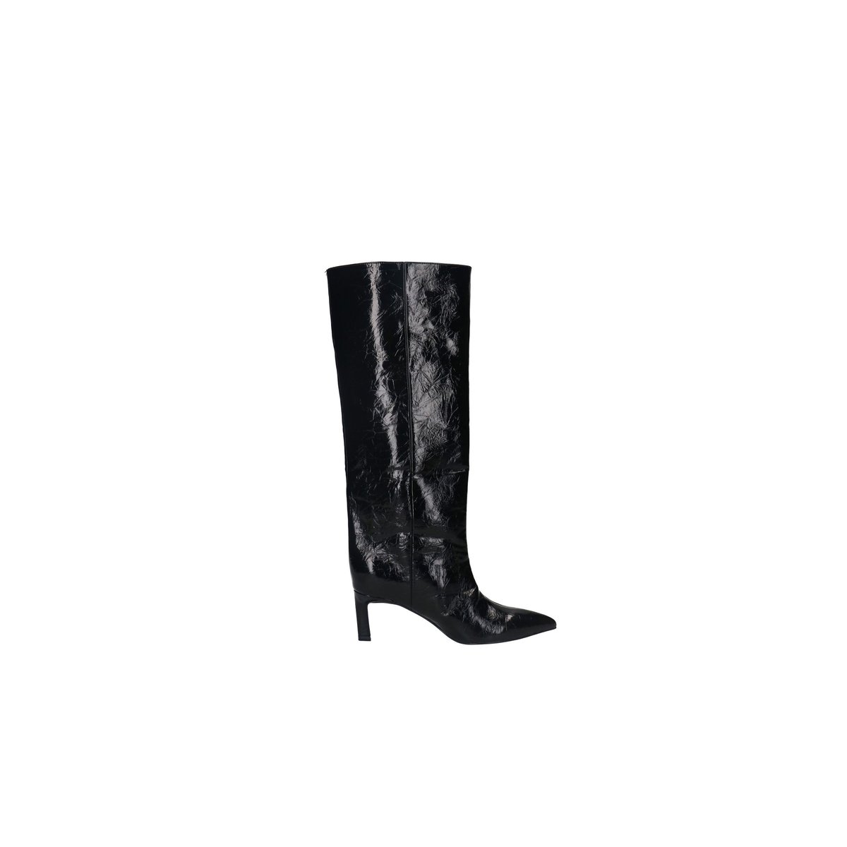 Bottes hautes vernies à talon noir, SACHA