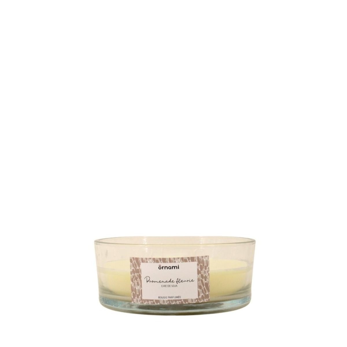 Bougie parfumée en cire de soja 4 mèches "Promenade fleurie" 380gr transparent, ORNAMI