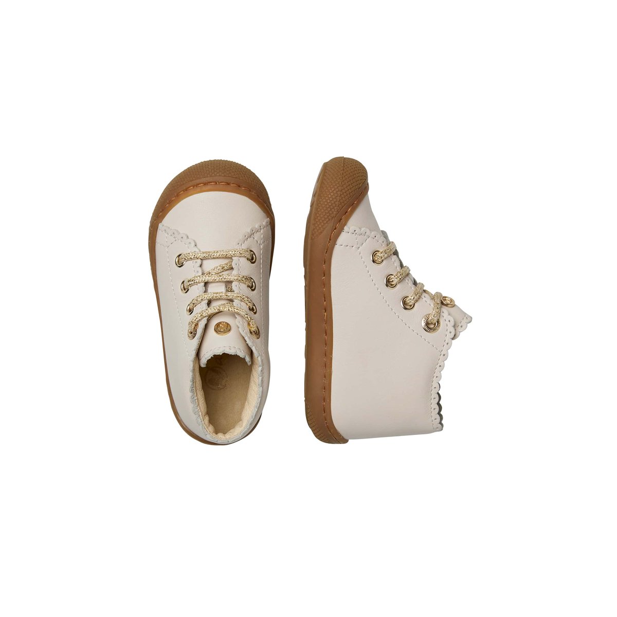 Chaussures premiers pas en cuir COTTINS blanc-platine, NATURINO