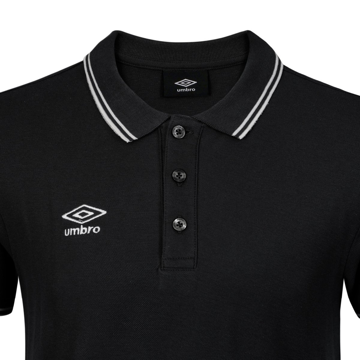 Polo piqué de coton noir/blanc, UMBRO