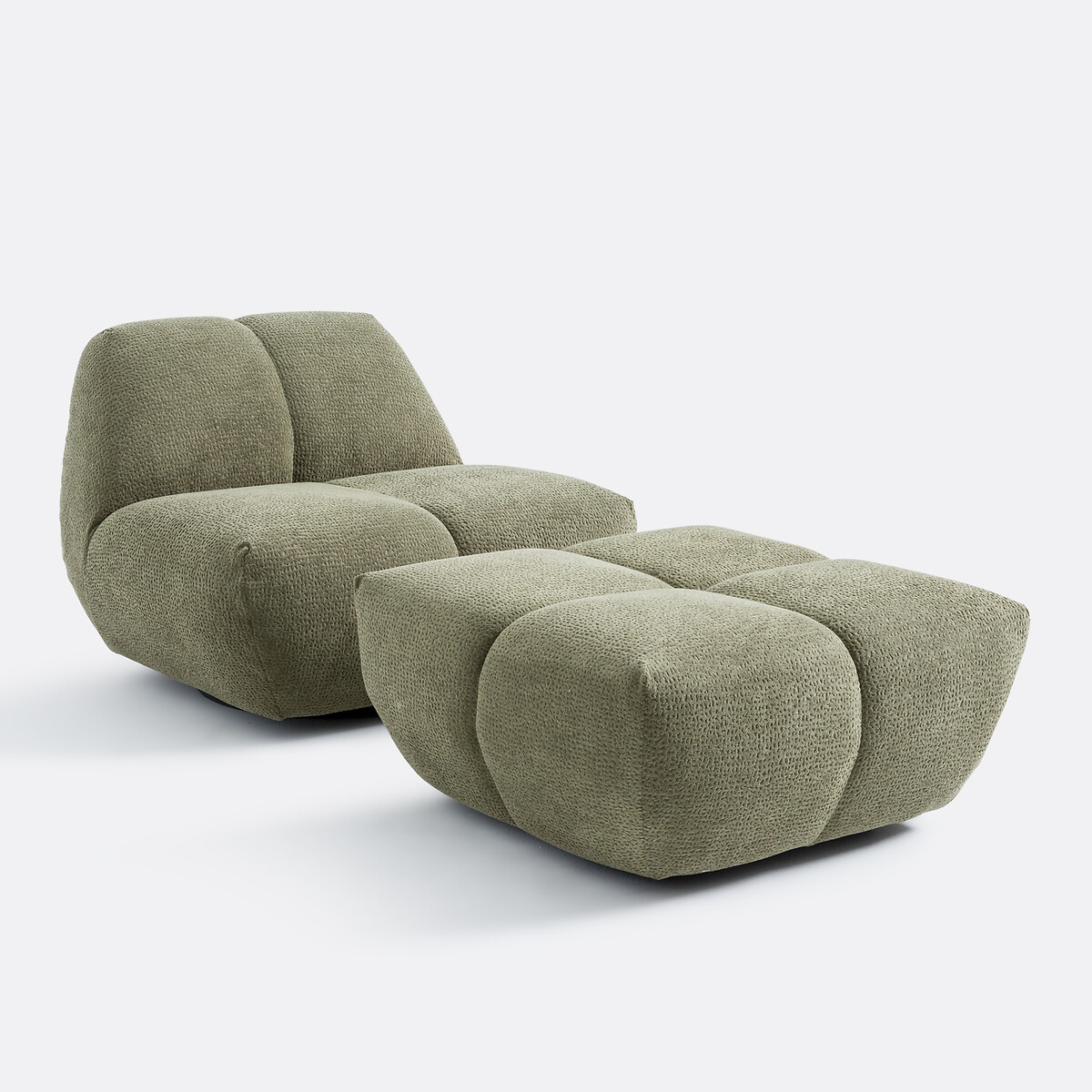 Draaifauteuil, reliëfstof, Nuria kakigroen , LA REDOUTE INTERIEURS
