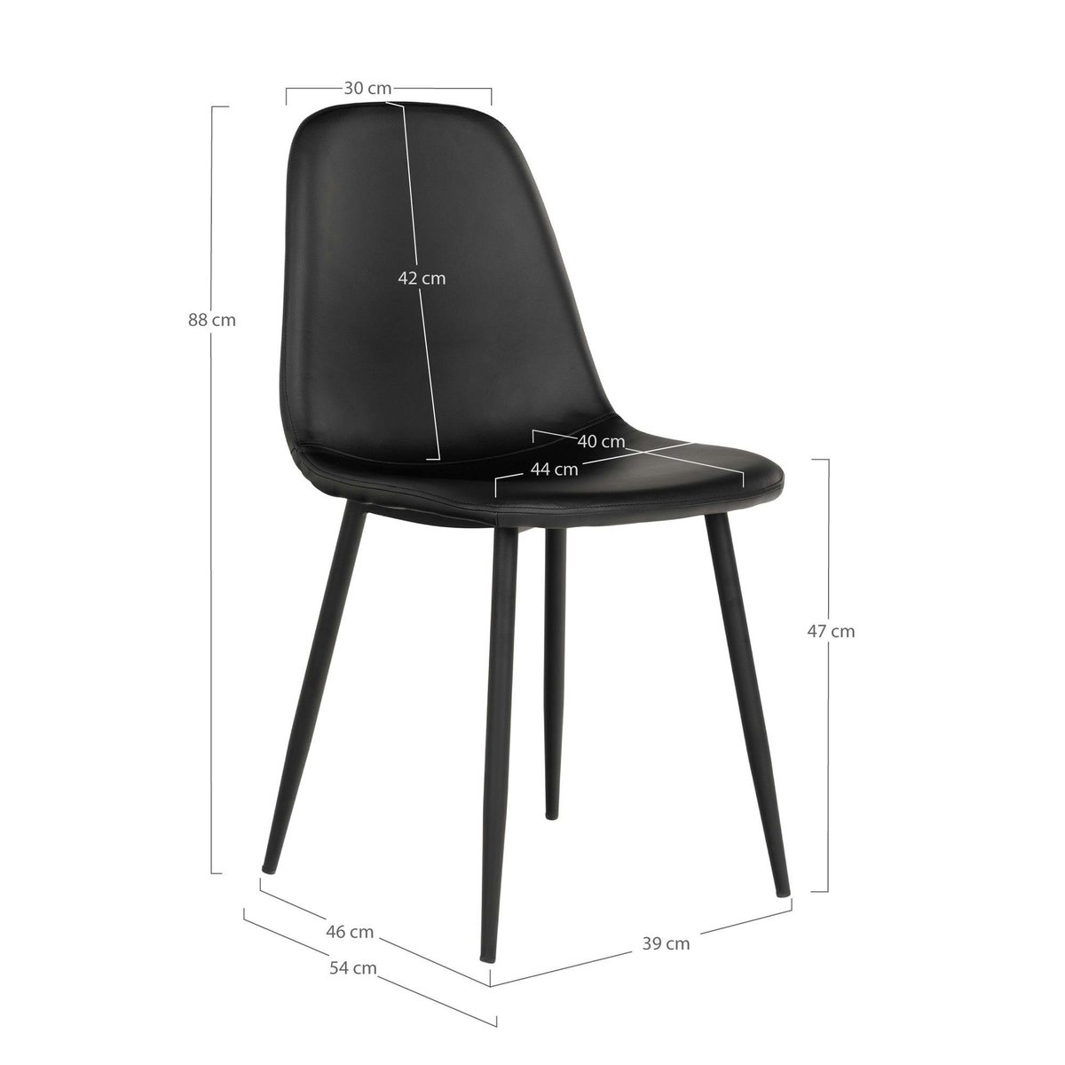 Chaise vintage pour salle à manger (lot de 2) BERLIN noire, PIER IMPORT