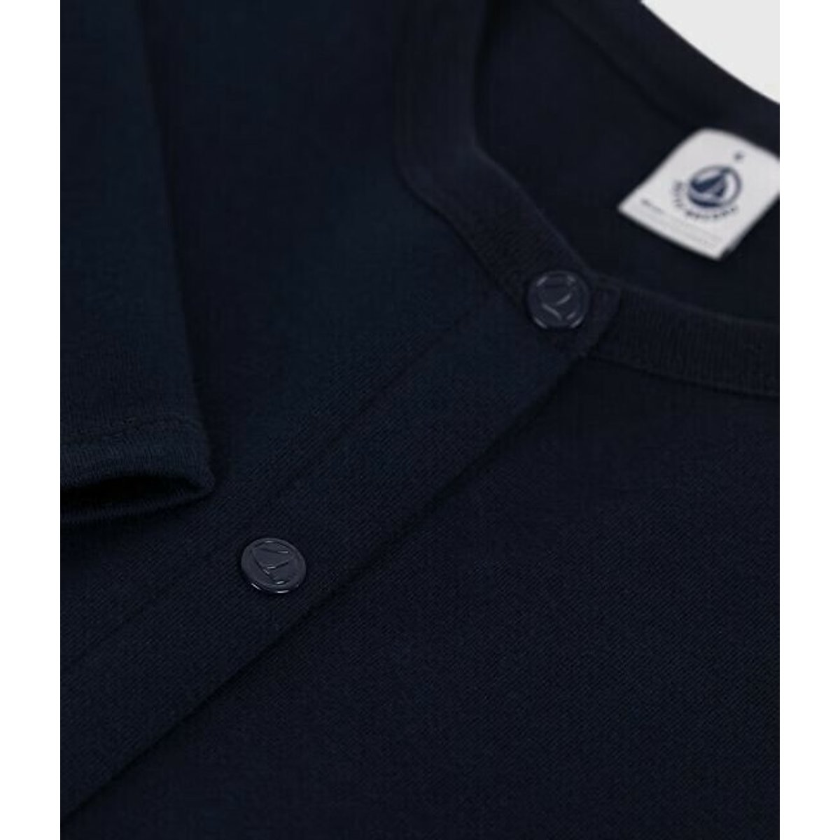 Cardigan femme en coton uni bleu marine, PETIT BATEAU