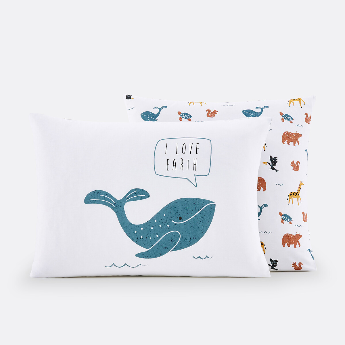 Taie d’oreiller en coton biologique, Earth imprimé fond blanc, LA REDOUTE INTERIEURS