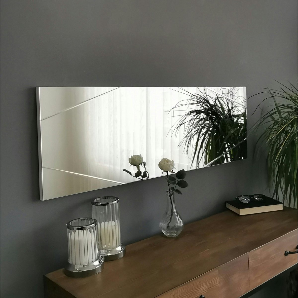 Miroir rectangulaire mural avec angles marqués 105 cm CODY argenté, PIER IMPORT