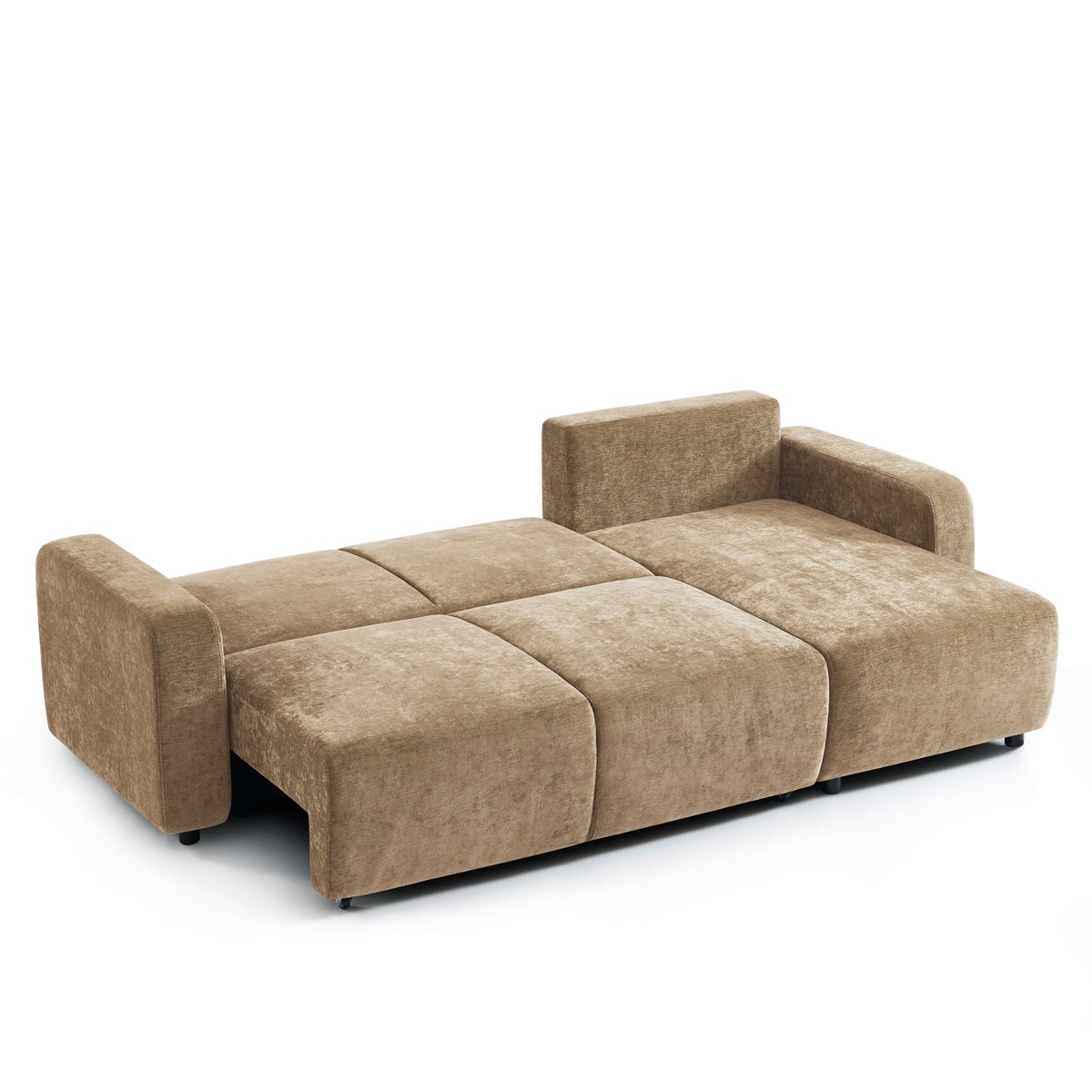 Canapé d'angle convertible tissu LIVIO marron, BAÏTA