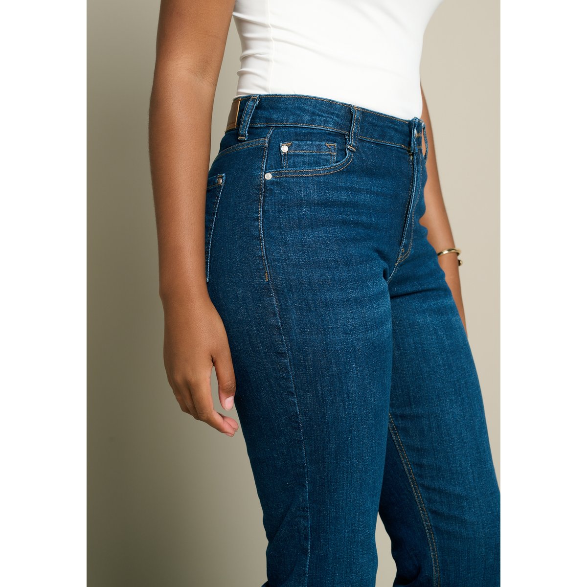 Jean droit taille haute 7/8 dark blue, LOLALIZA