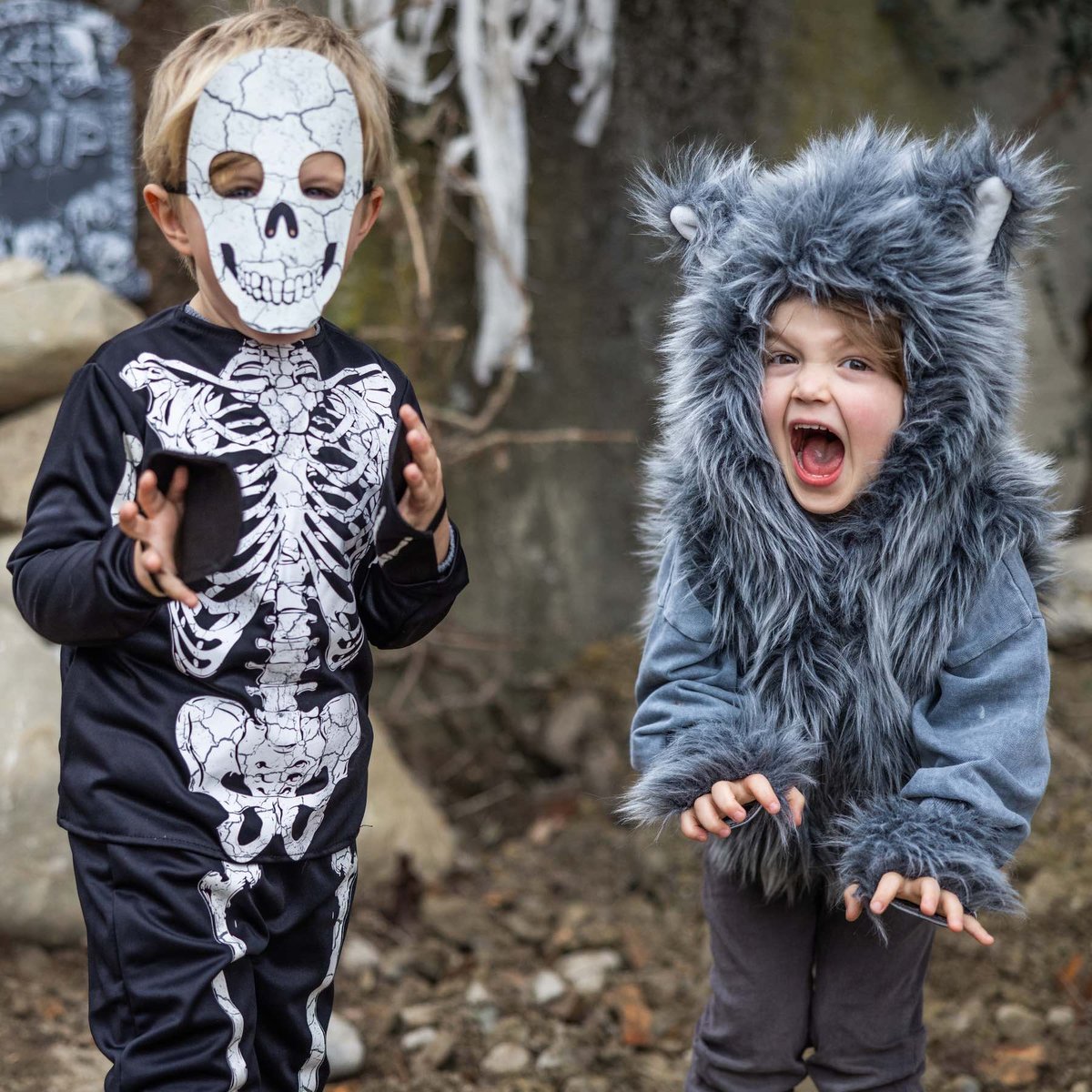Déguisement enfant veste Loup toute douce avec gants gris, GREAT PRETENDERS