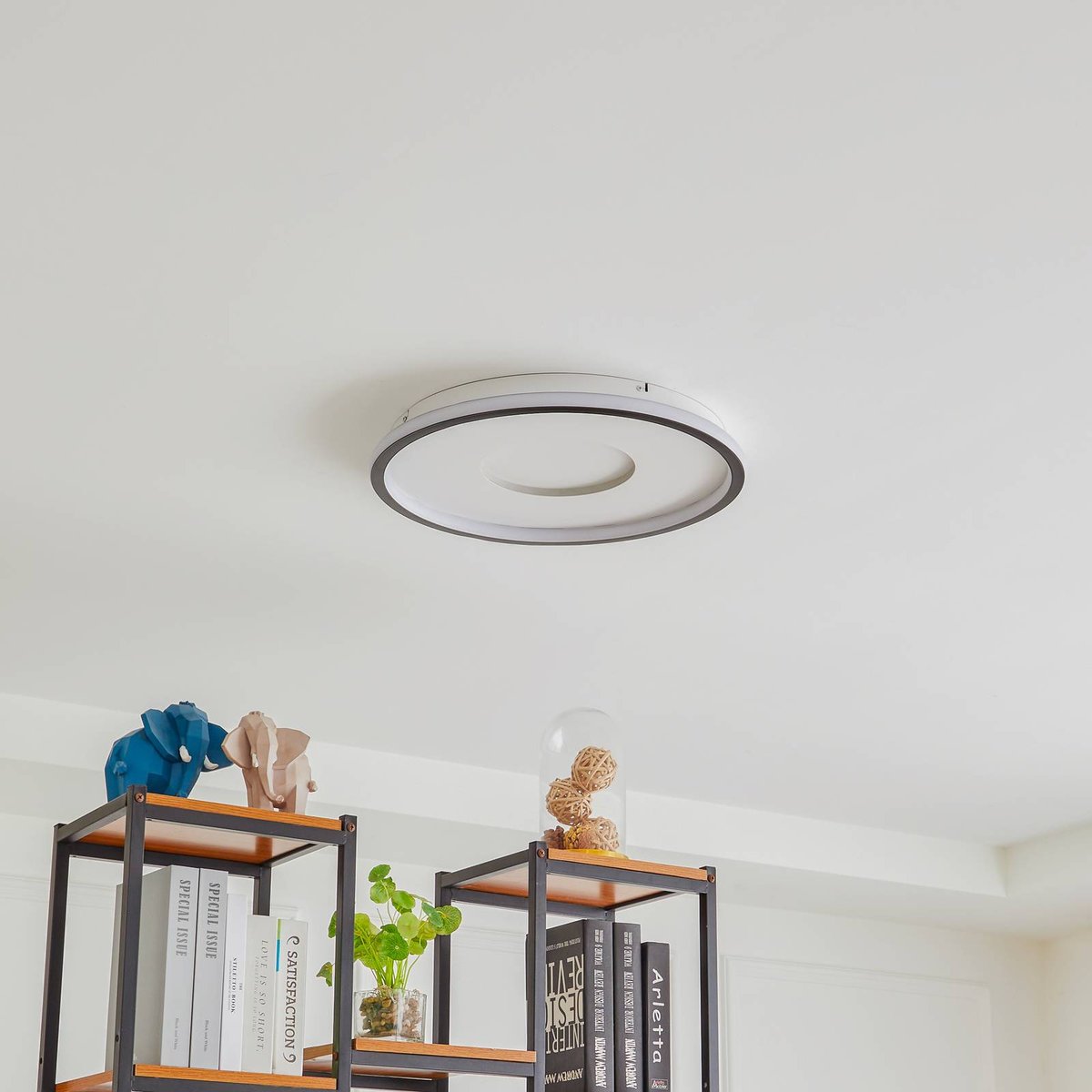 Plafonnier LED, Edenia blanc, noir, LINDBY