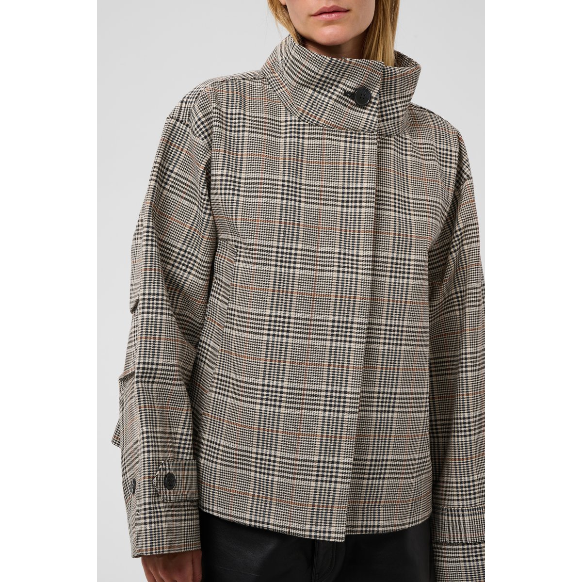 Veste d'extérieur beige oatmeal check, SOAKED IN LUXURY