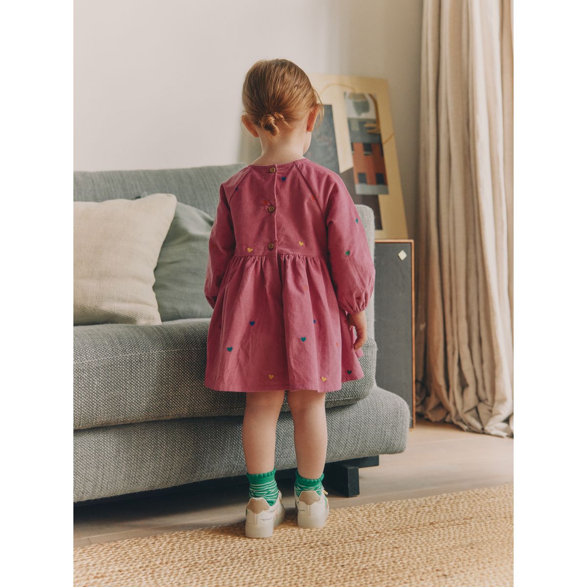 Robe en velours côtelé à manches longues rose magenta, NEXT