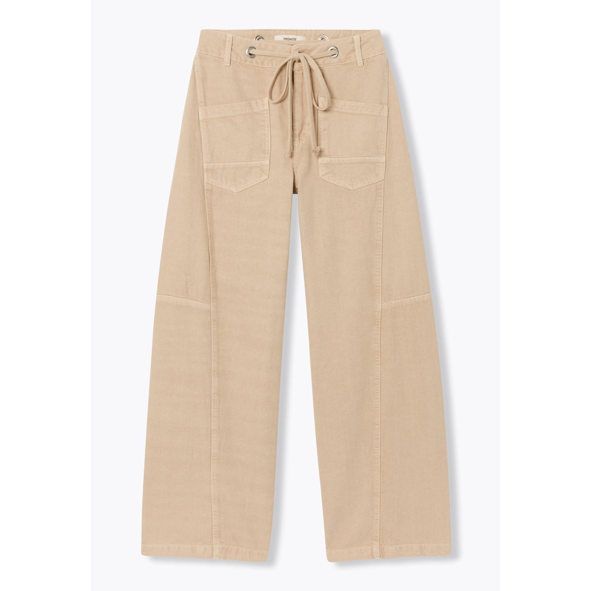 Pantalon large à oeillets beige, PROMOD
