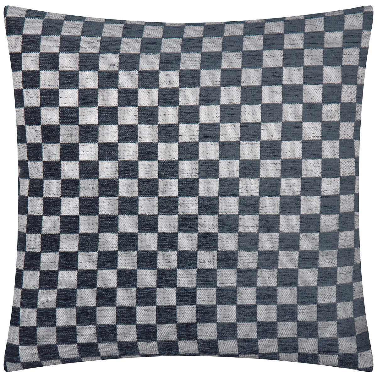 Larro Chenille Checkerboard Filled Cushion slate blue, HOEM