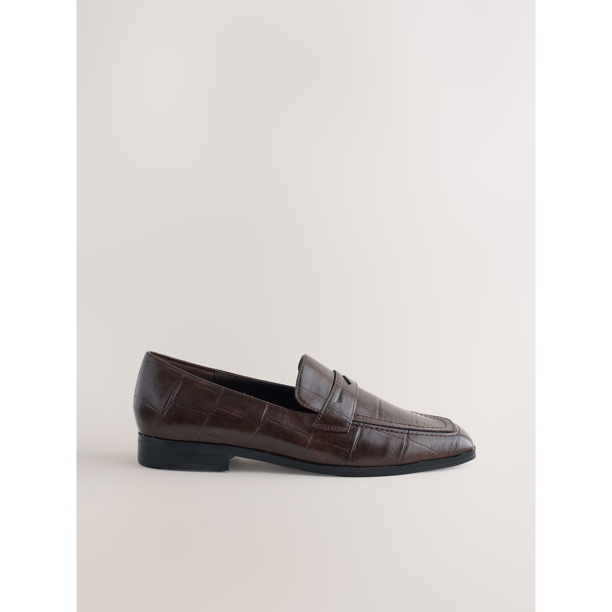 Mocassins forever comfort® à bout carré effet crocodile marron chocolat, NEXT