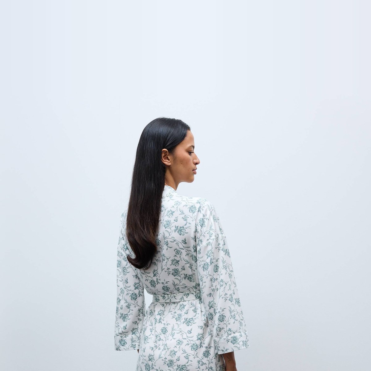 Kimono long imprimé en viscose ecru, MONOPRIX