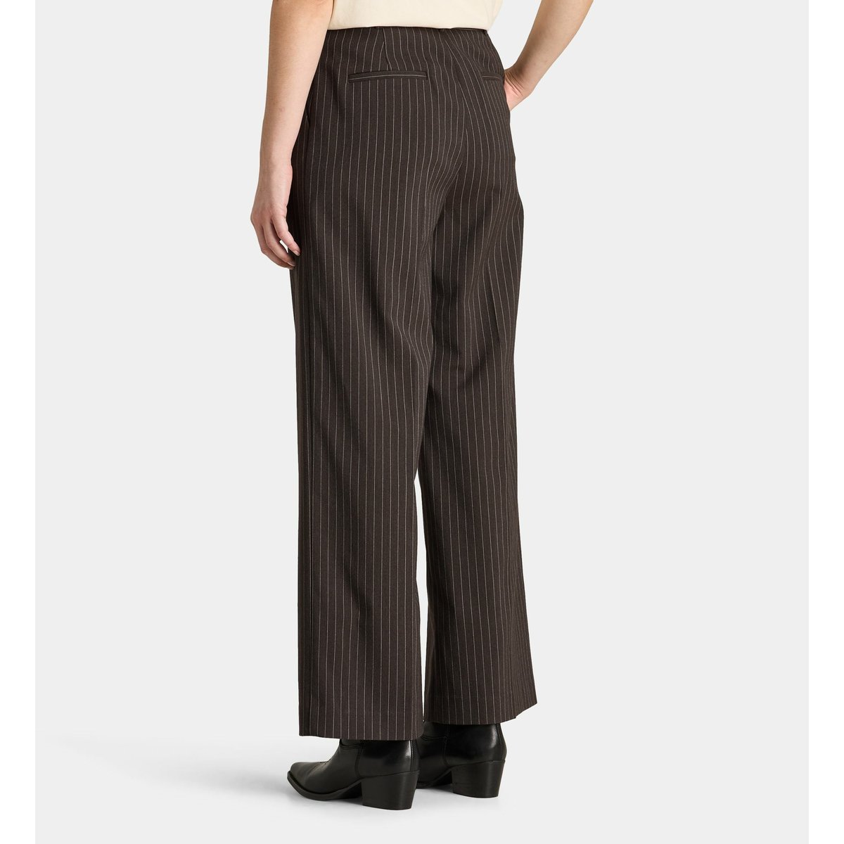 Pantalon dickens ten rayé droit marron chocolat, GALERIES LAFAYETTE