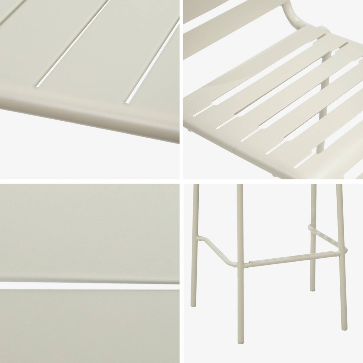 Table haute de jardin acier + 4 assises AMÉLIA beige, SWEEEK