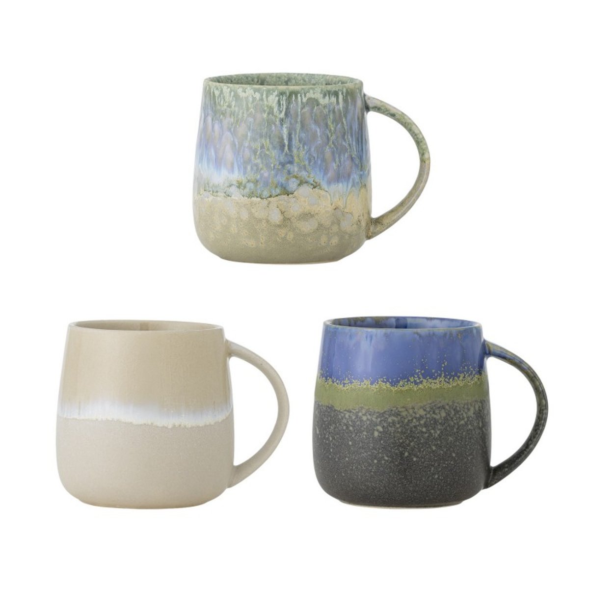 Mug artisanal grès émaillé  Cloe set de 3 multicolore, BLOOMINGVILLE