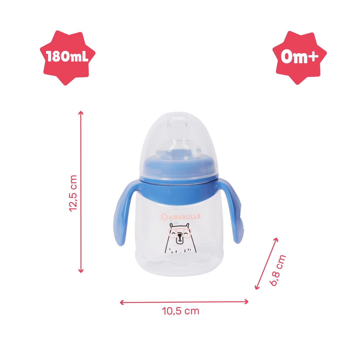 Tasse anti‑fuite bébé avec anses 180 ml bleu, BADABULLE