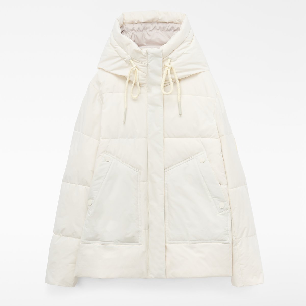 Manteau court matelassé à capuche réglable écru, ADOLFO DOMINGUEZ