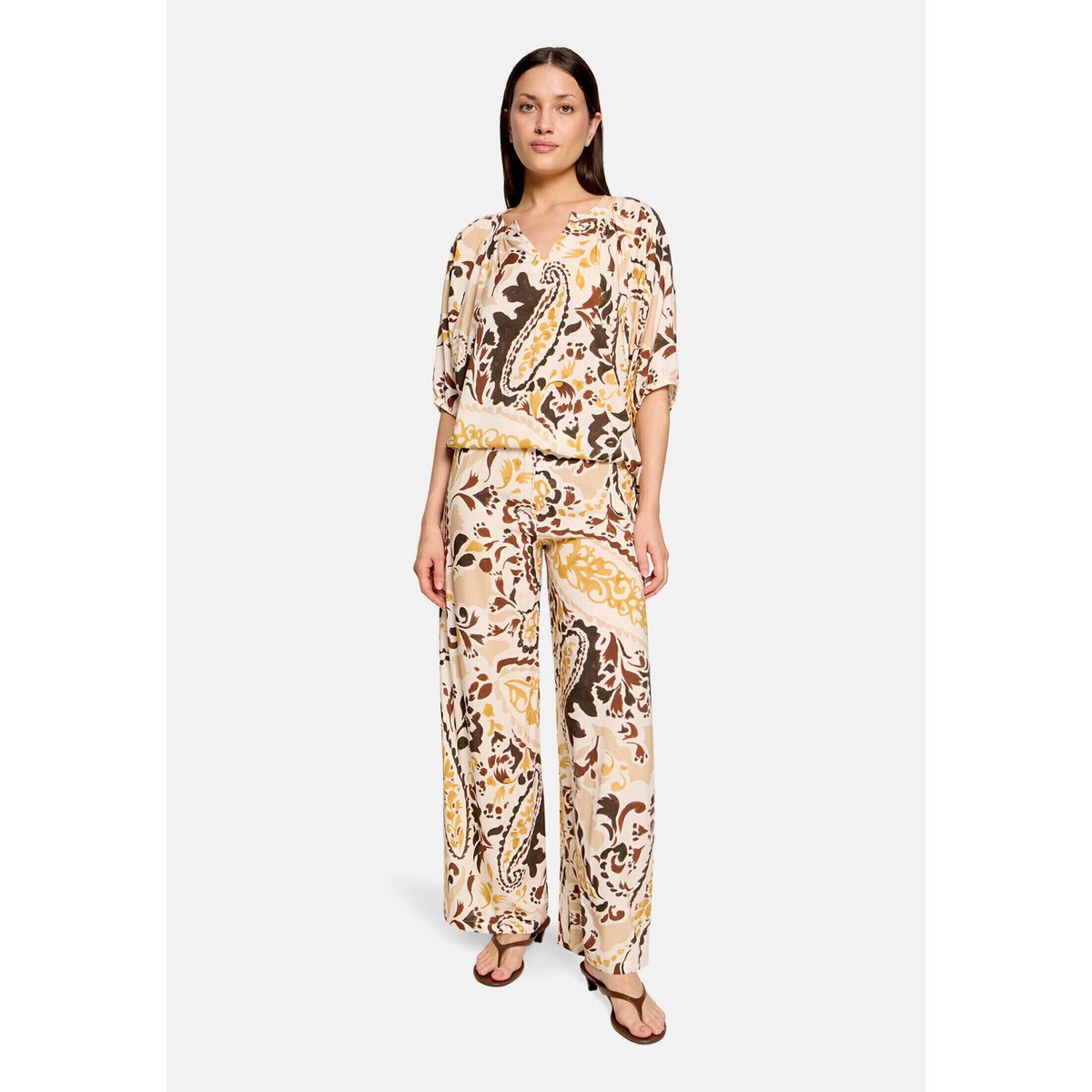 Pantalon palazzo à élastique yellow/brown, CARTOON