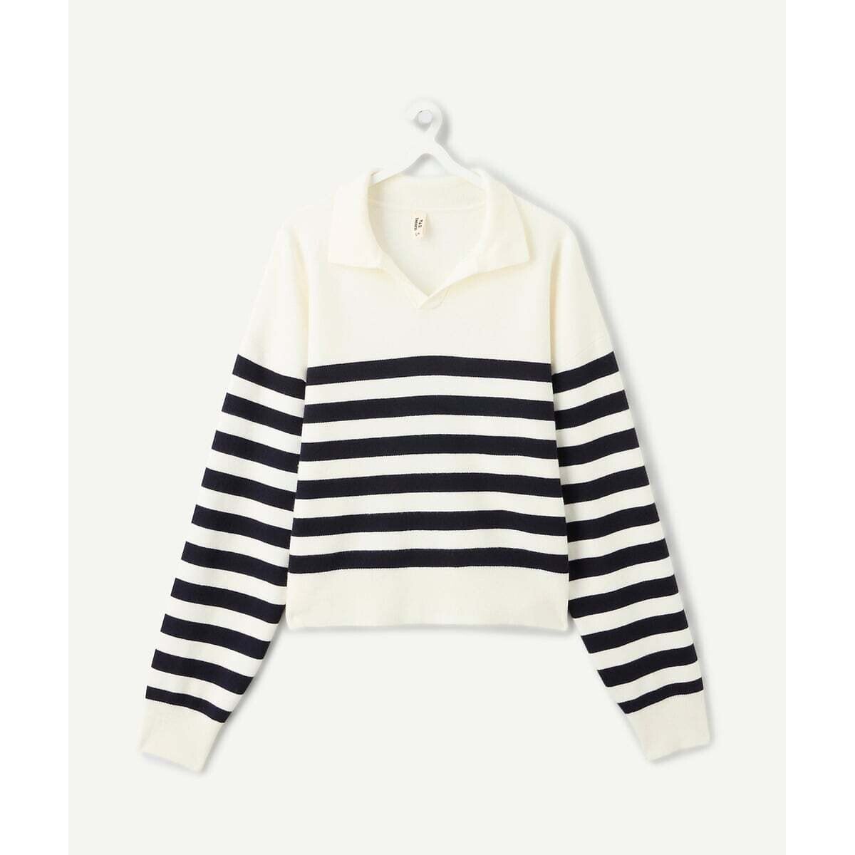 Pull rayé, col polo rayé, TAPE A L'OEIL