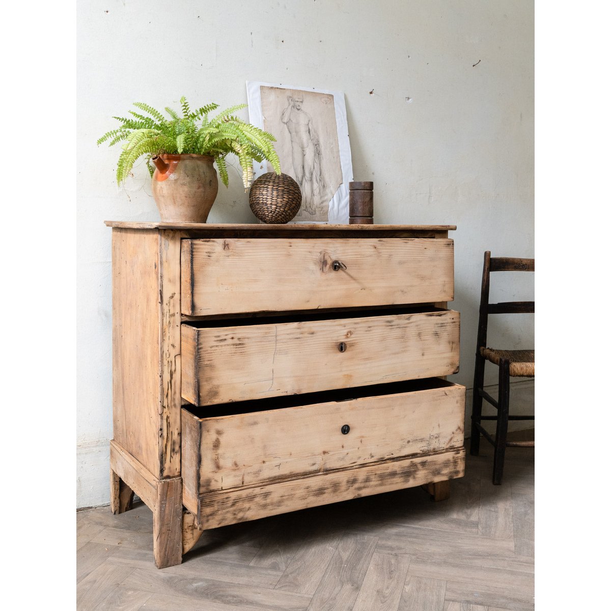 Commode ancienne en bois Garance N°737 - Bon état bois clair, DEBONGOUT