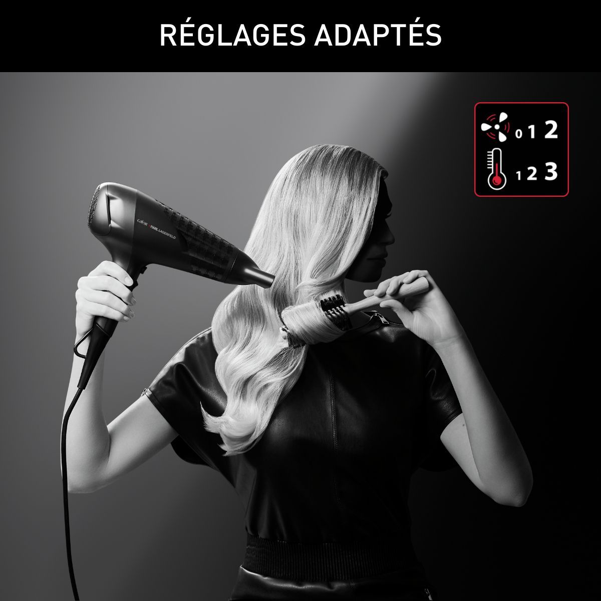 Sèche cheveux Studio Dry Karl Lagerfeld CV581LC0 noir, CALOR