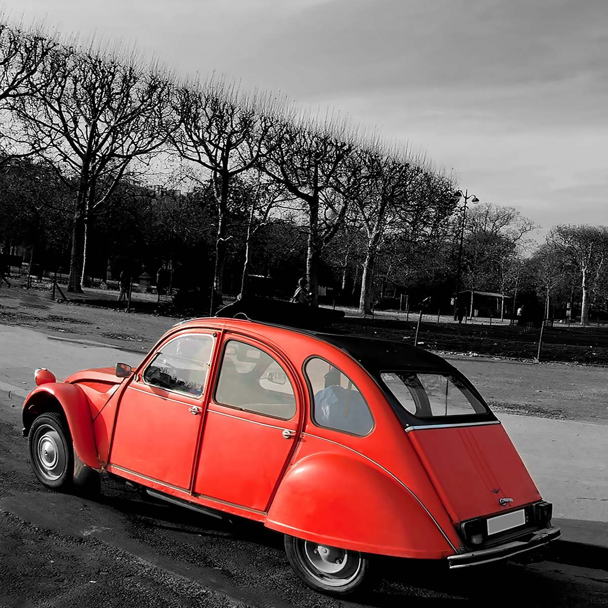 Papier peint 2 cv devant la tour Eiffel intissé, HEXOA
