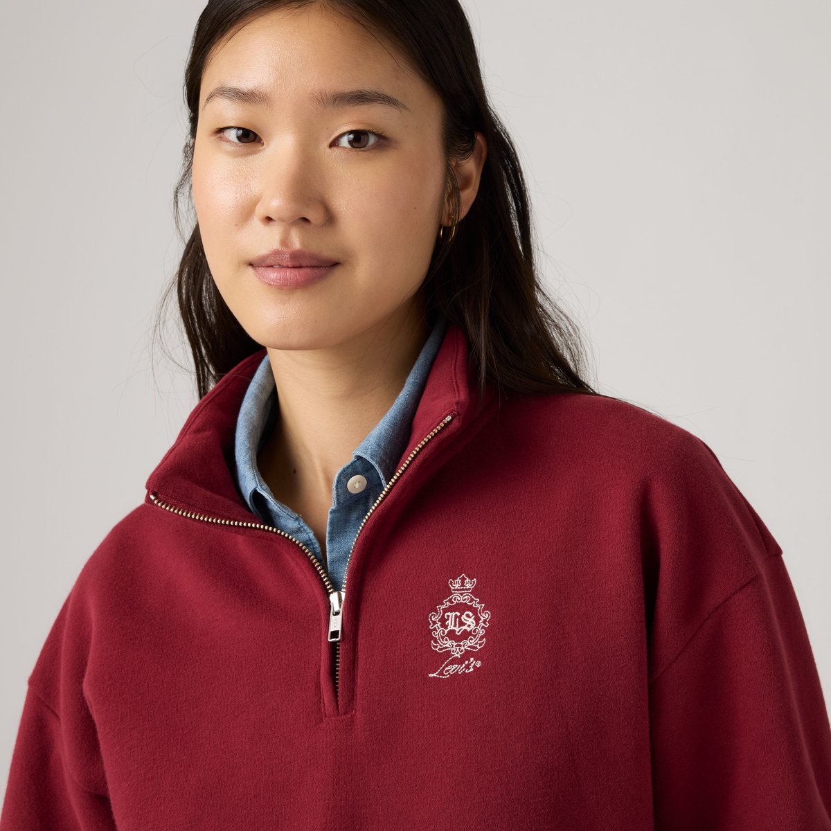 Sweat-shirt graphique col camionneur Everyday rouge - double chest crest warm cabernet, LEVI'S