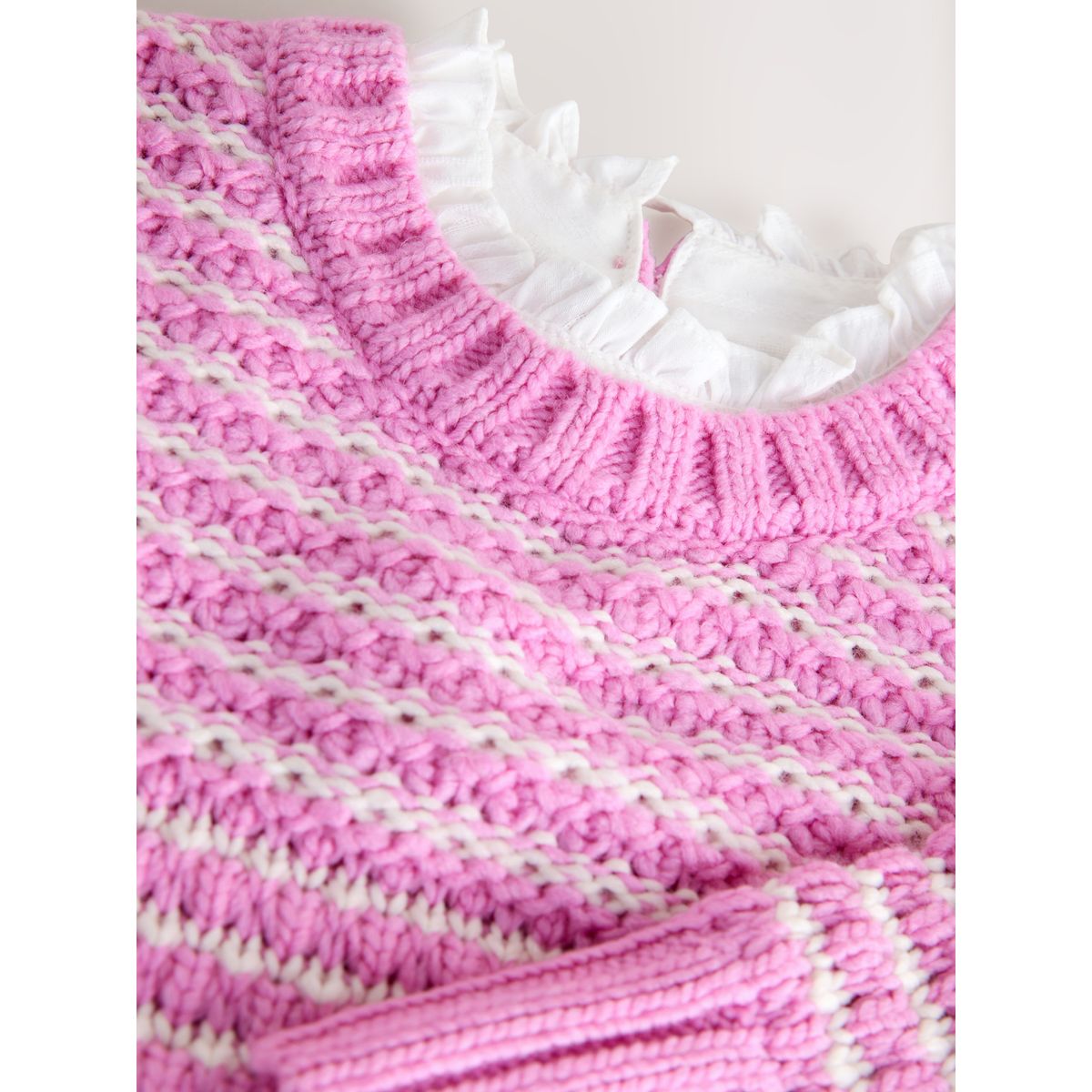 Pull à grand col effet superposé rose, NEXT