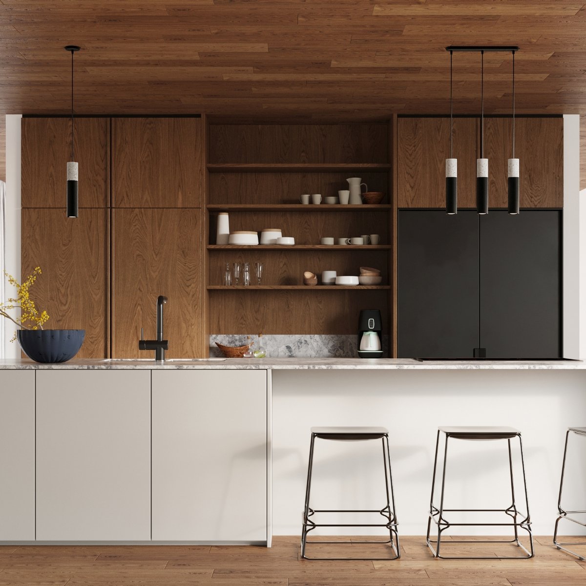 Suspension Acier Gris/Noir GU10 1 Borigio gris, EDEN