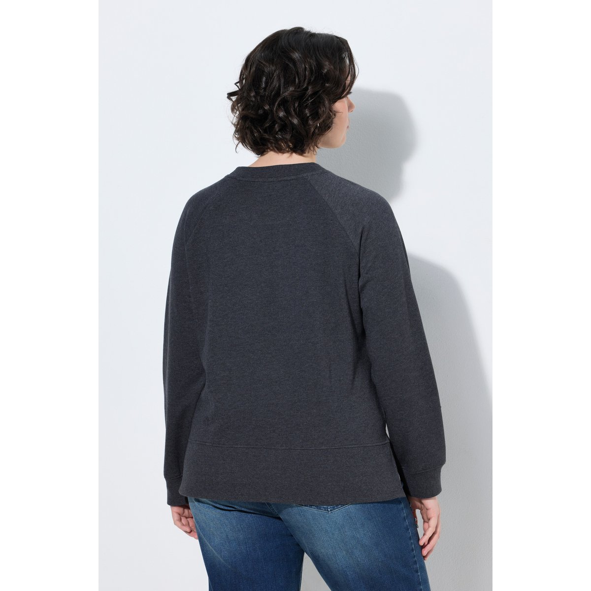 Sweat-shirt avec rivets fantaisie chiné gris foncé, ULLA POPKEN