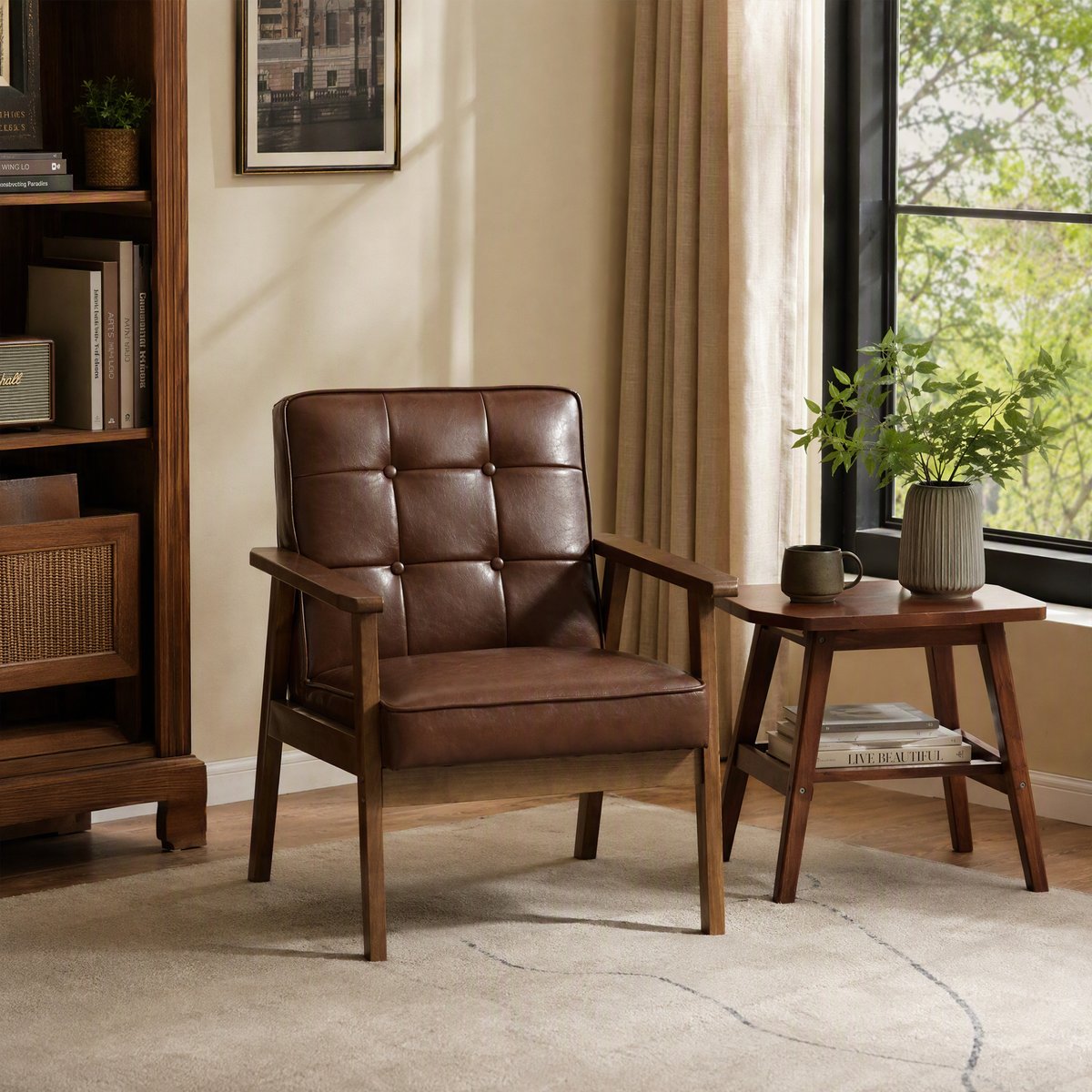 Accent Chair PU Marron marron, HOMCOM