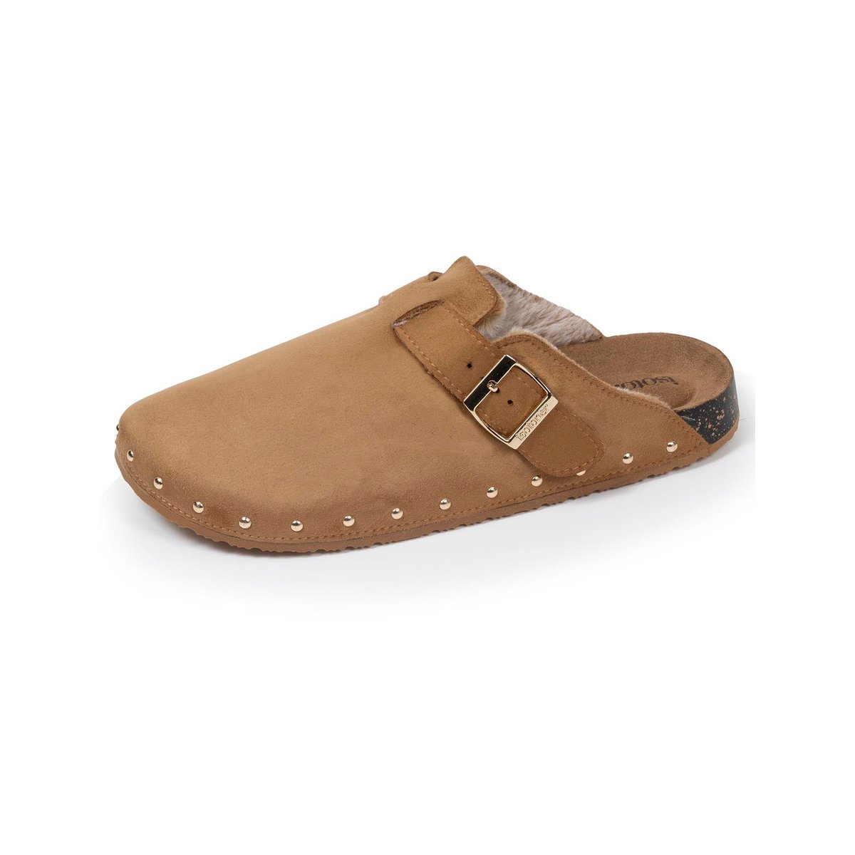 Sabots semelle extra-flex, légers, patch talon confort beige, ISOTONER
