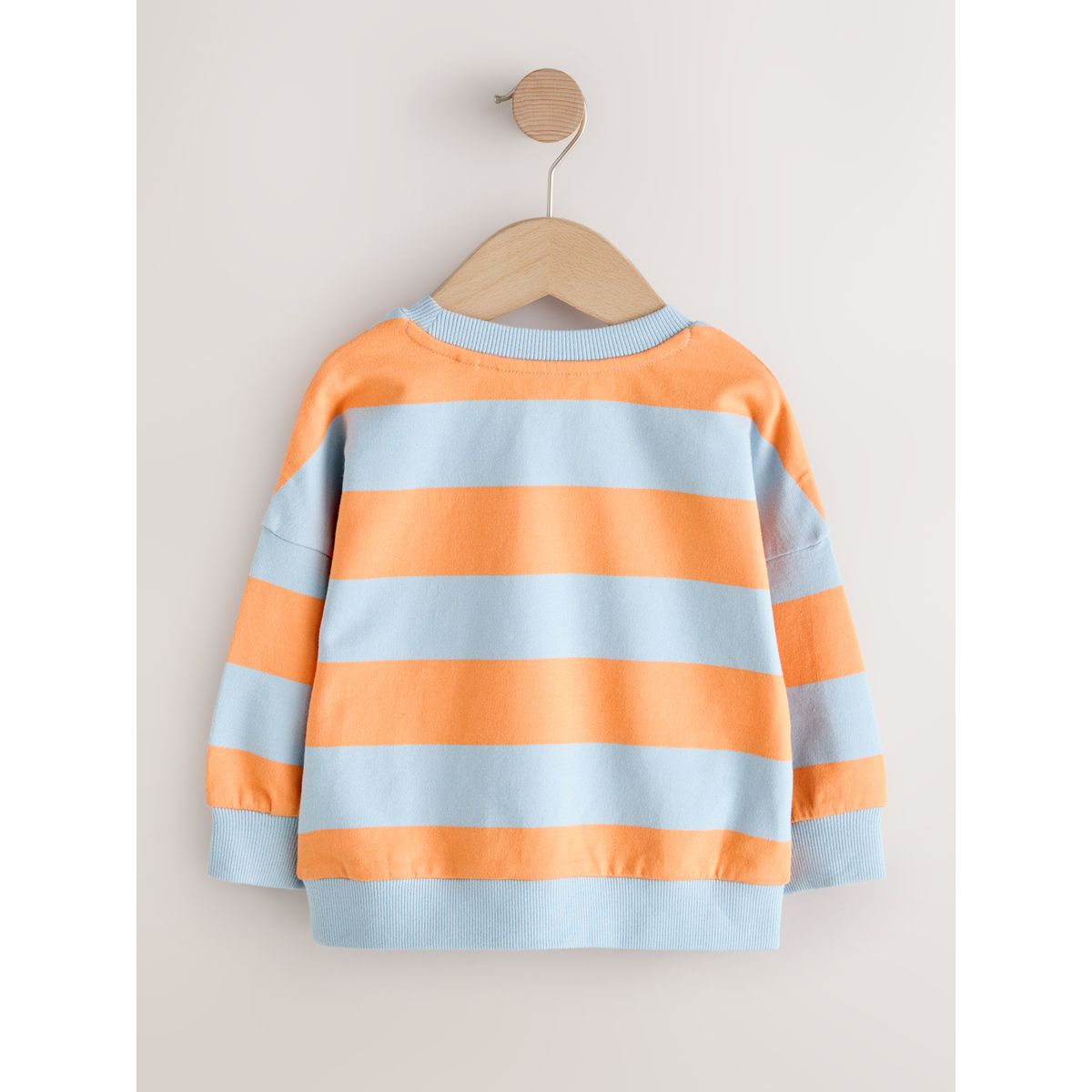 Sweat ras du cou imprimé sur l’ensemble rayures orange et bleues, NEXT