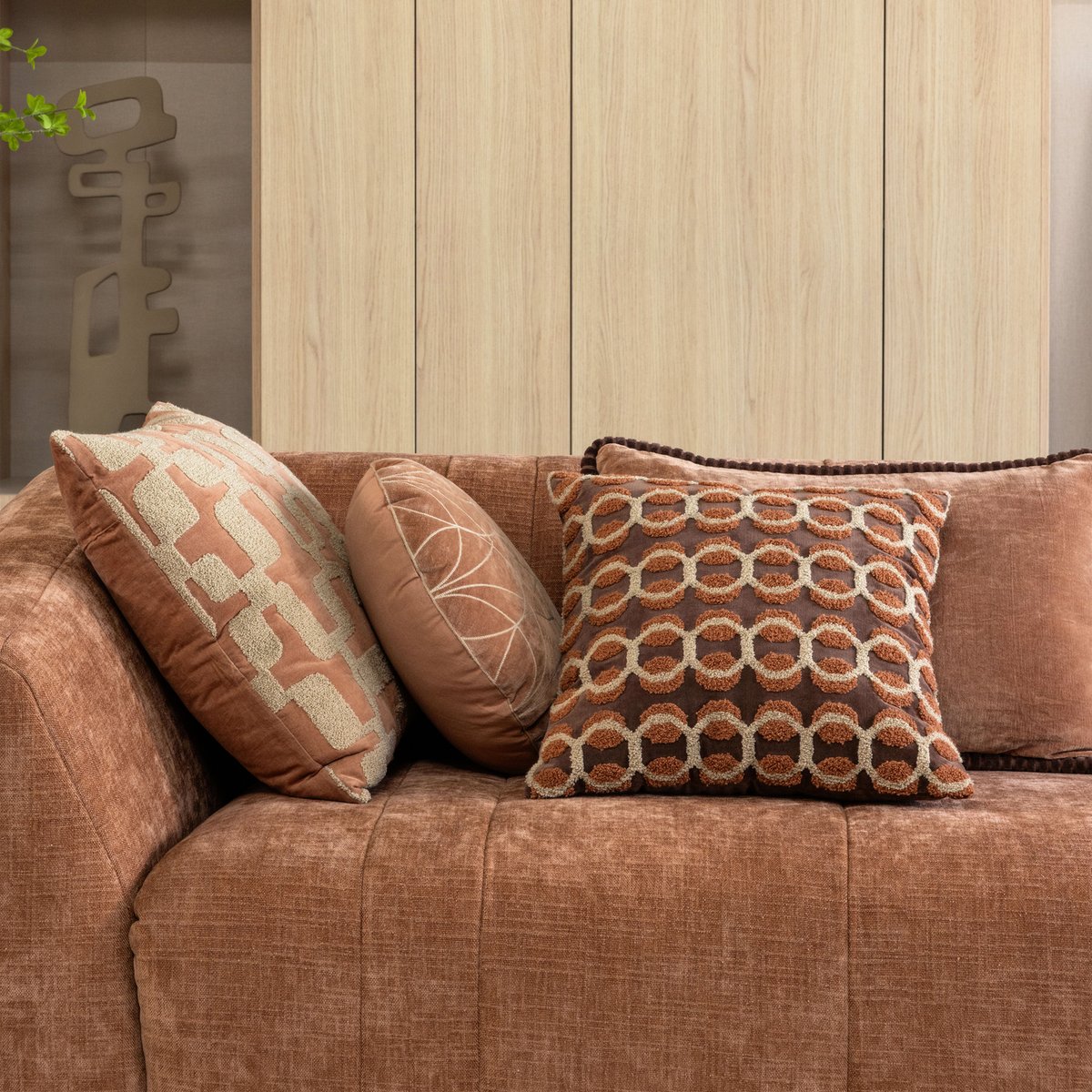 Lot de 4 coussins en coton LUVO rose, WOOOD