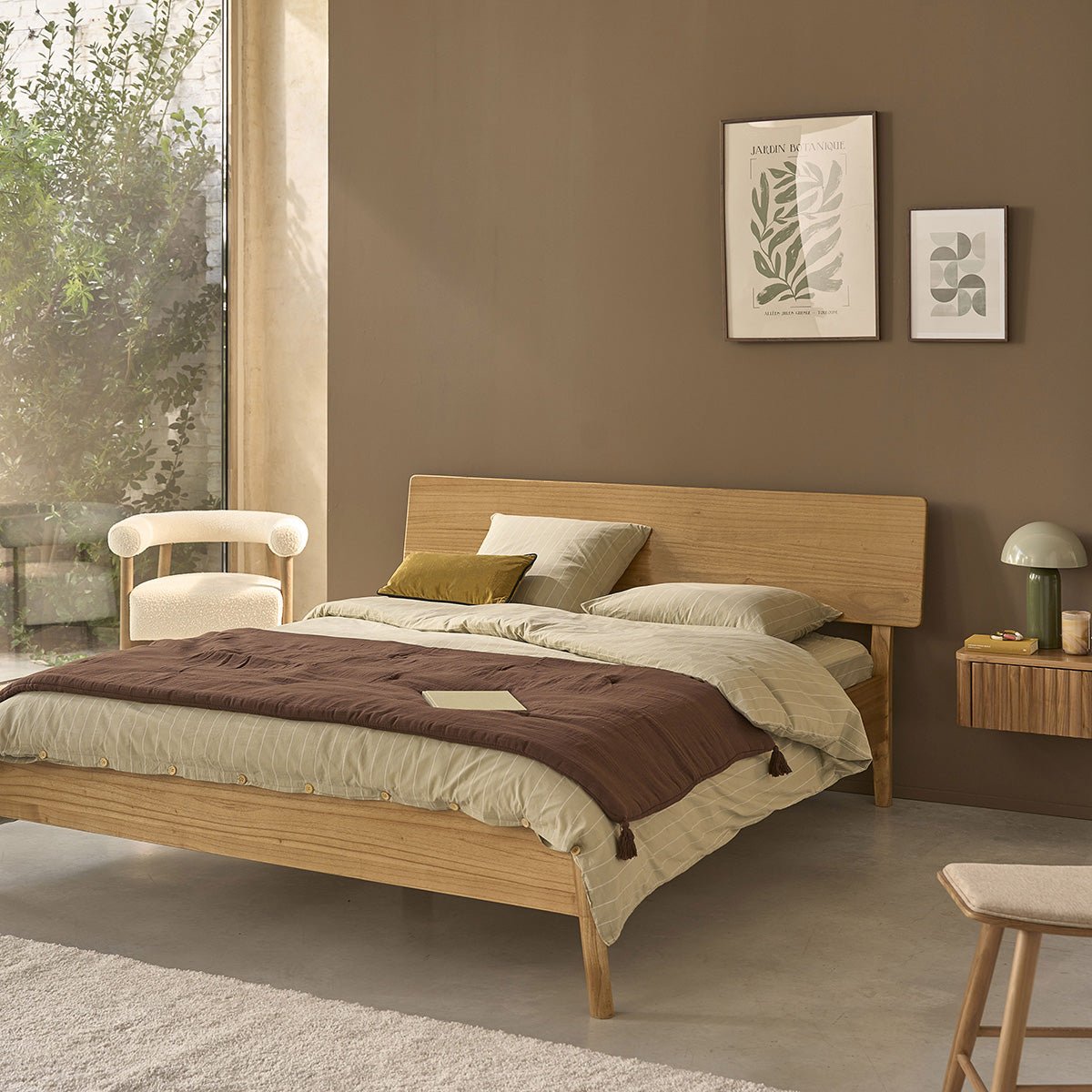 Lit en mindi 180 cm avec sommier MAIA naturel, BERAH GETAH