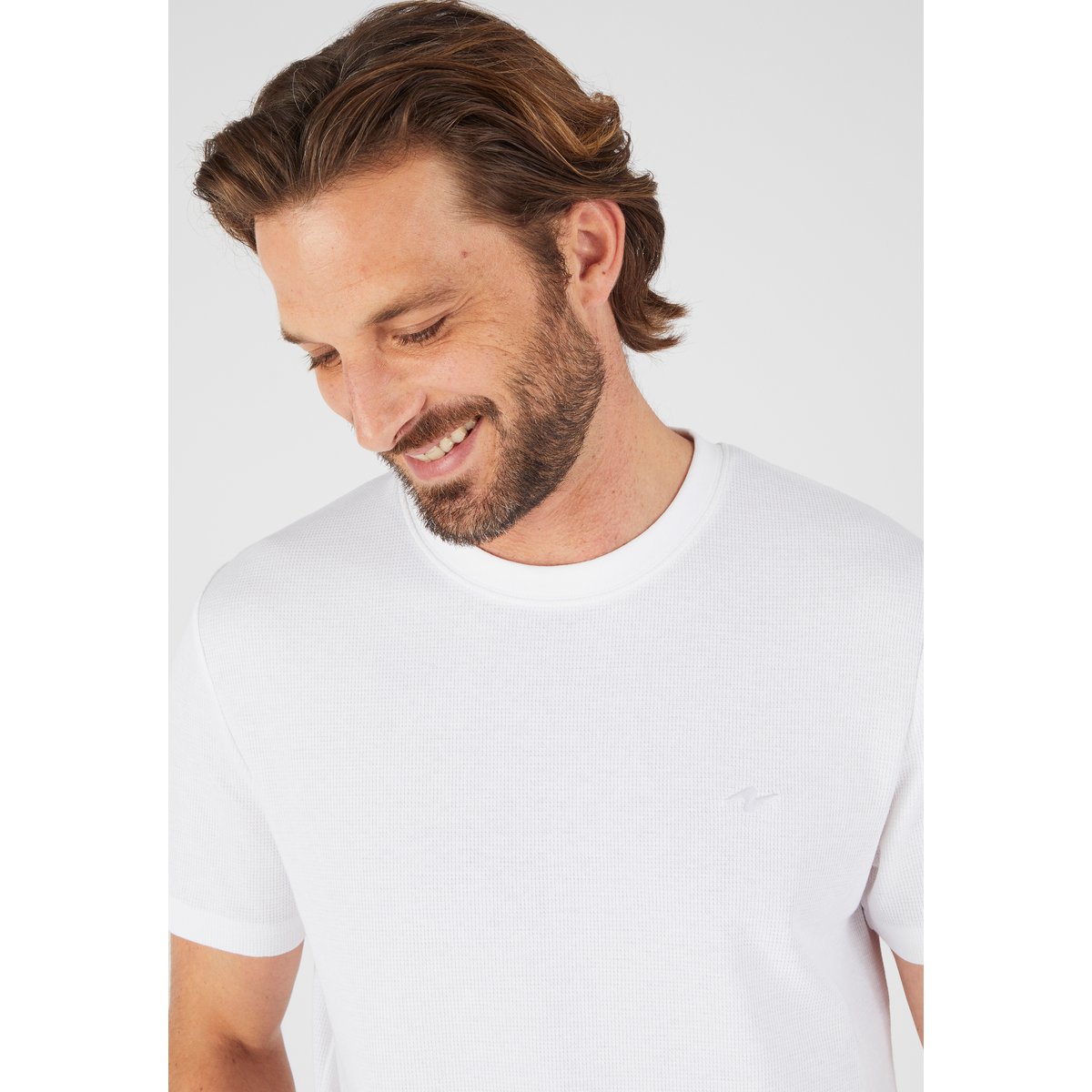 T-shirt Essential en maille gaufrée blanc, DAMART