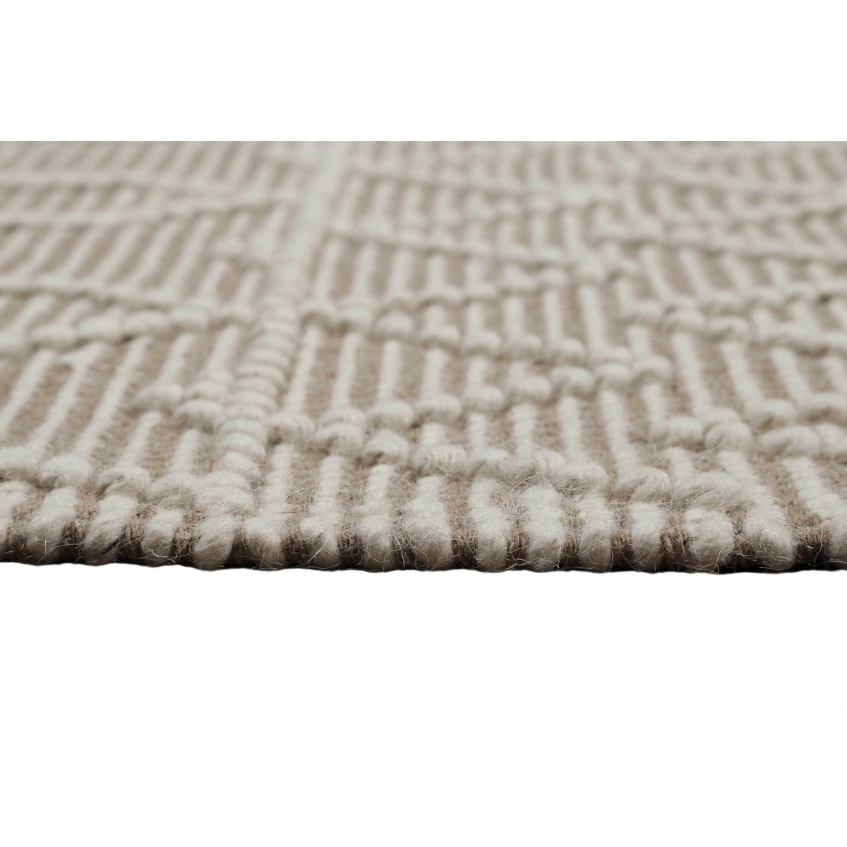 Tapis en laine et coton, tissé main ,  Ana blanc laine-taupe, ESPRIT