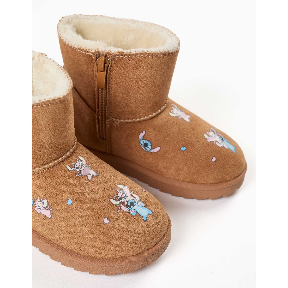 Bottines avec doublure en peluche douce synthétique et imprimés Stitch beige foncé, ZIPPY