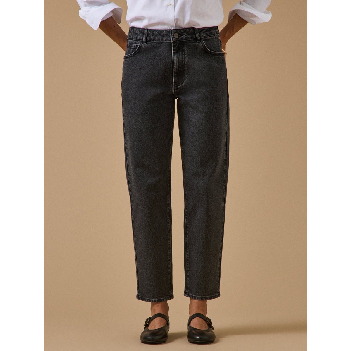 Jean mom Claire coton biologique denim gris fonce, CYRILLUS