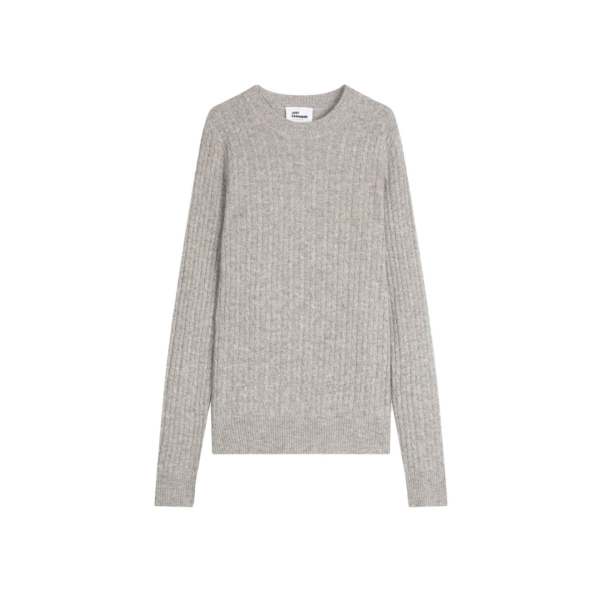 Pull Col Rond Nuage Chiné Jade gris clair chiné, JUST CASHMERE