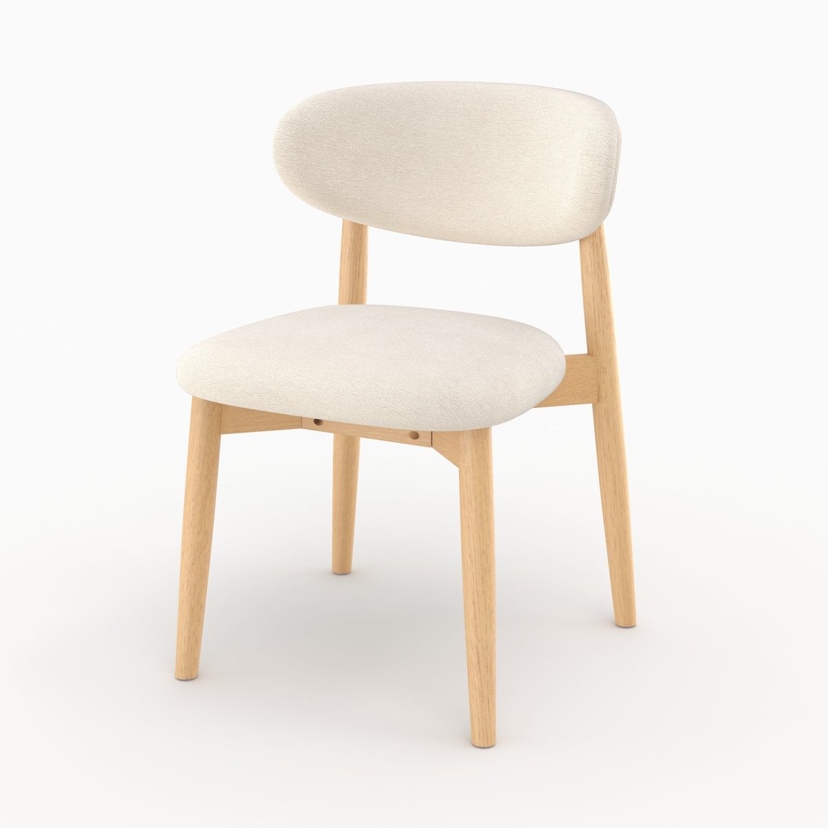 Lot de 2 chaises en tissu et bois d'hévéa - YUNA beige, MAISON PAVANE