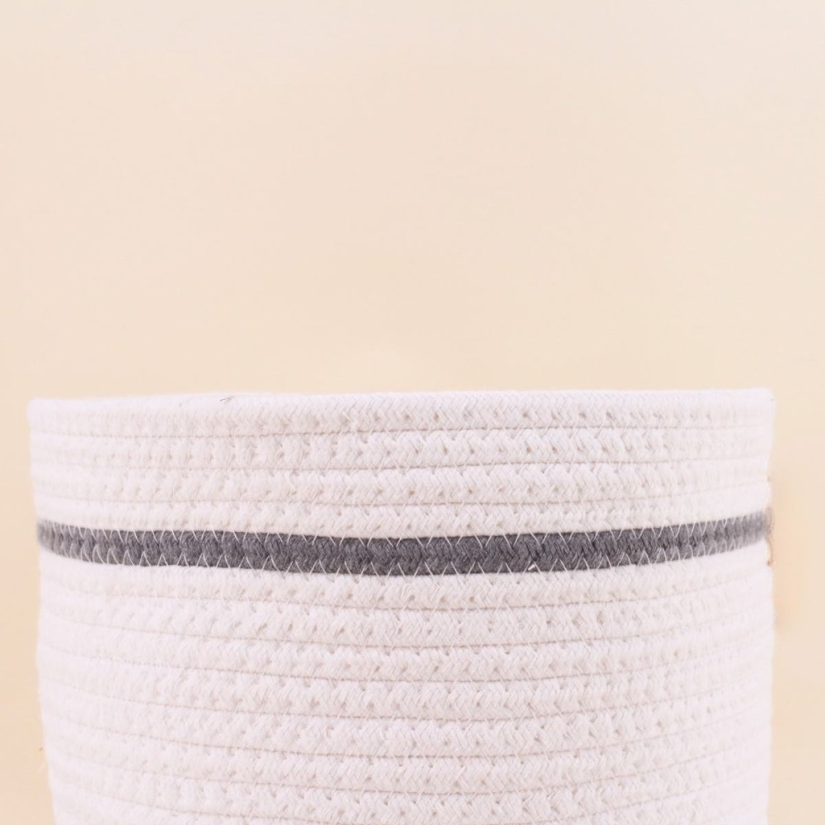 Lot de 3 paniers ronds en corde détail blanc, AZAO